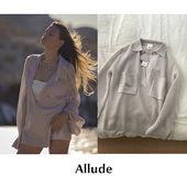 现货 Allude 镂空羊毛混纺宽松polo领长袖 CETTCE 针织衫 毛衣