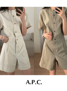 【SALE】CETTCE 现货 A.P.C. 工装休闲圆领APC牛仔连体短裤连体衣