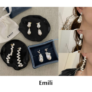 CETTCE Emili 新款 天然巴洛克淡水珍珠银耳钉耳环耳饰合集 现货