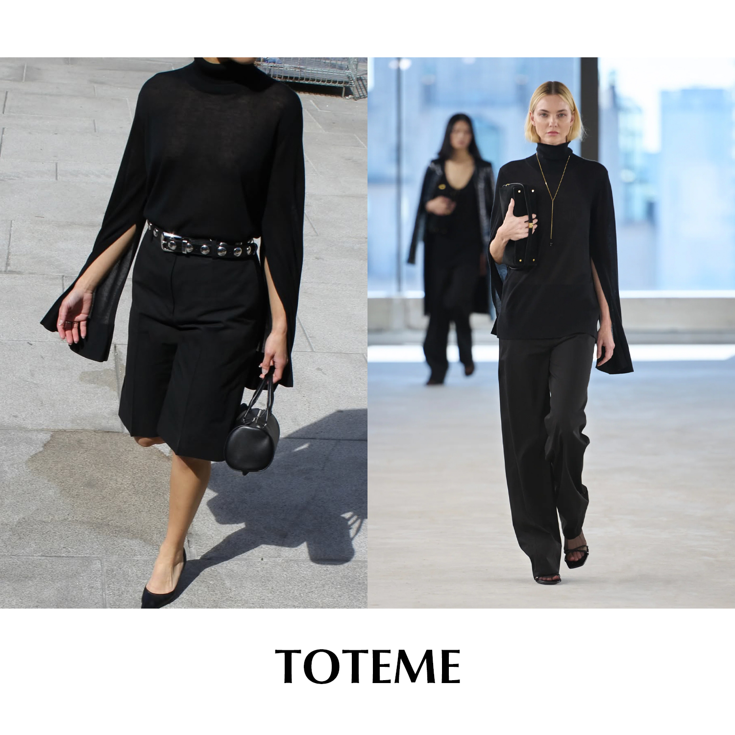 【SALE】CETTCE 现货 Toteme 秀款羊绒半透视开衩袖口高领毛衣