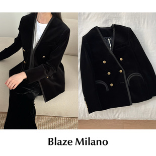 现货 双排扣丝绒无领西装 Blaze 经典 外套 Milano CETTCE
