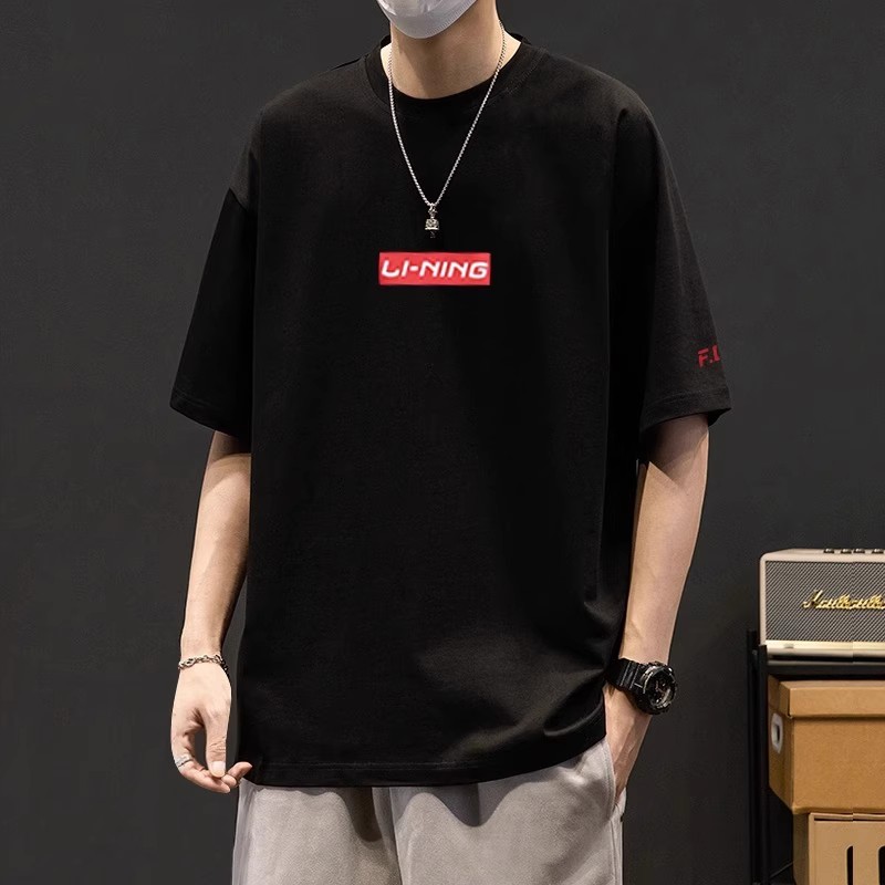 李宁新款国潮夏季男女短袖圆领文化衫运动T恤棉涤透气舒适AHSSC17