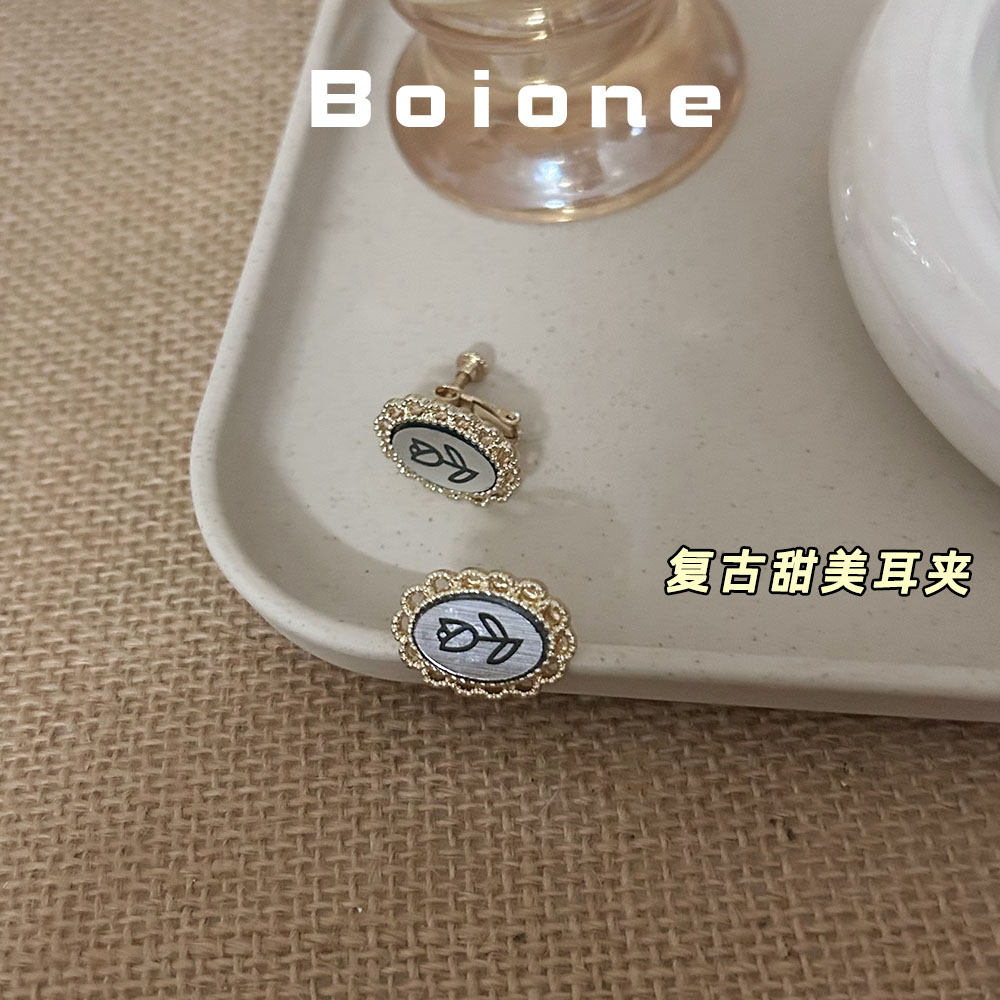 法式复古金属玫瑰耳夹狂甩不掉