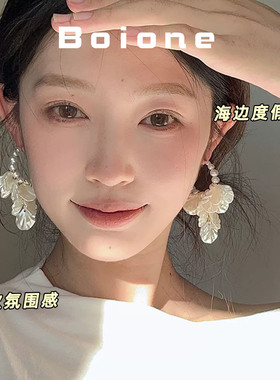 温柔仙气纯欲氛围感白色花瓣耳环