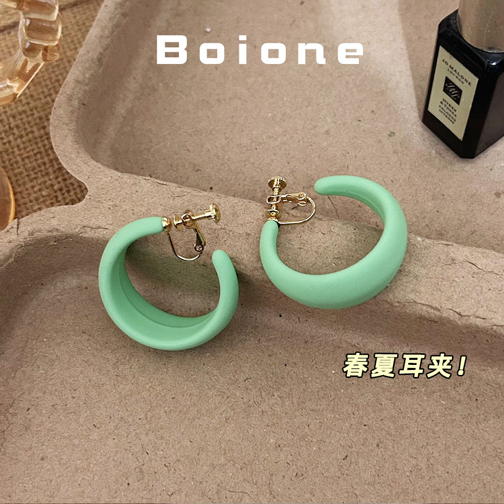 【实拍】夏日薄荷绿C形耳圈耳夹