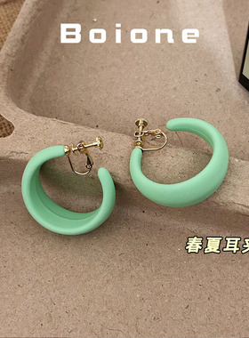 【实拍】夏日薄荷绿C形耳圈耳夹