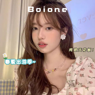 boione夏天纯欲氛围感白色山茶花耳钉甜美气质三亚度假海边耳饰女