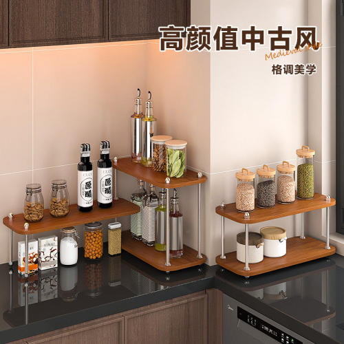 厨房多功能置物架转角台面调料品收纳架家用落地多层放油盐酱醋架