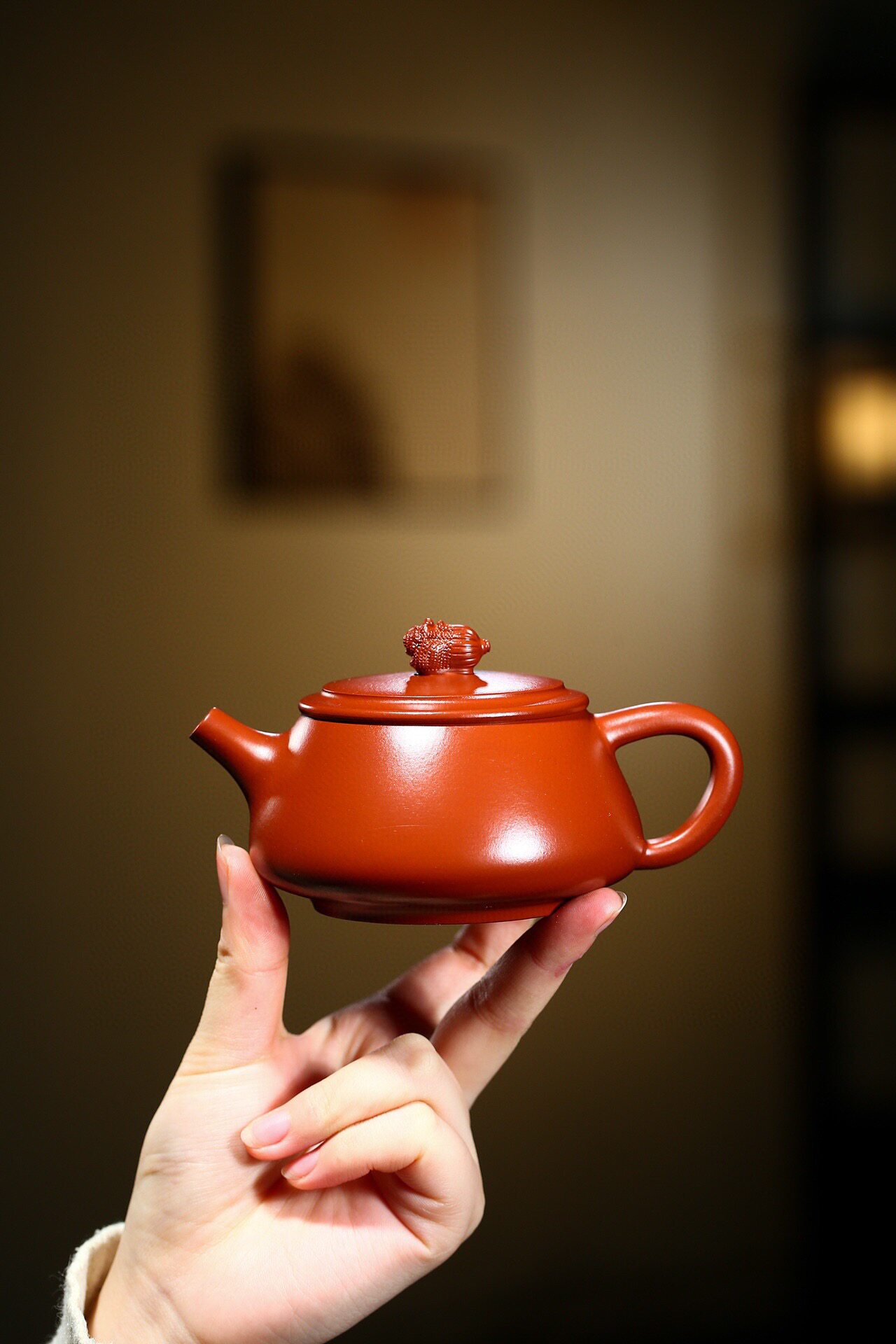 茗泽阁王小平百财石瓢宜兴紫砂壶名家国工纯全手工鸡血大红袍证书