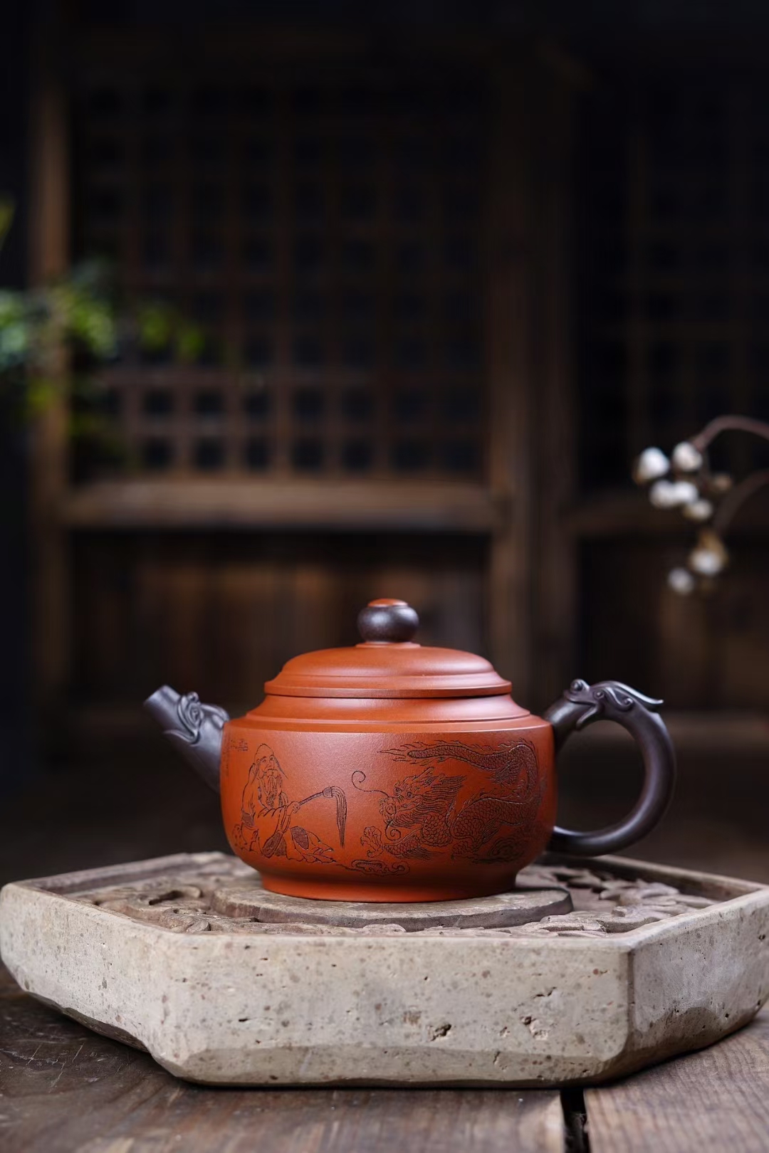 实价询客服朱建伟点化宜兴紫砂壶名家大师壶刻绘功夫茶具纯全手工