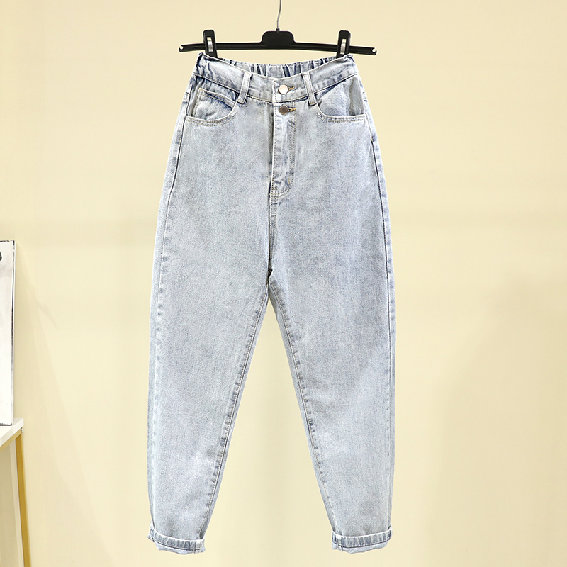 Real shot 2020 autumn new jeans women's loose pants women look thin and high loose waist