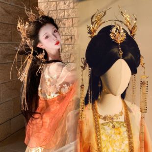 故里簪花巷原创【羲和神女】仙侠风汉服玉人歌同款头饰古风发冠