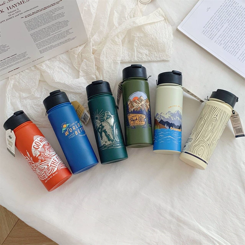 出口单！大容量手提旅行壶保温壶 500ml大口径保温杯