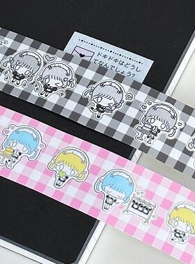 线条研究室 一日女仆 新品切模贴纸卷闪沙黑白胶带拼贴手帐素材