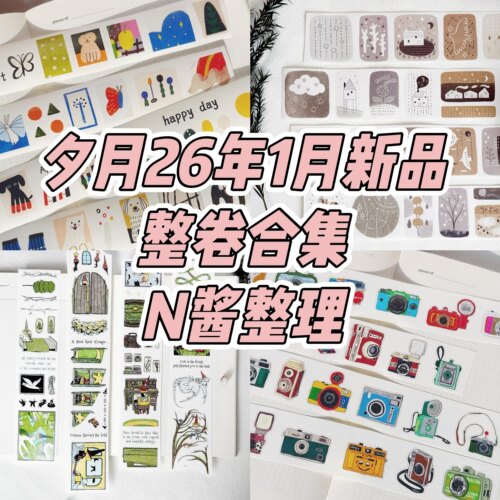 夕月1月新品整卷合集模切盐系如梦自然轻复古书写纸胶带贴纸卷