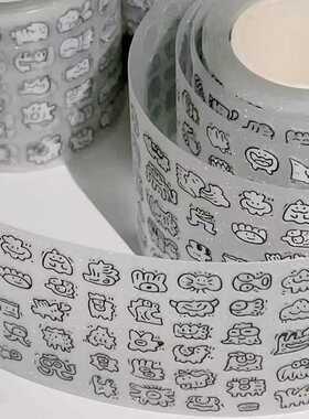 N1ng可爱涂鸦原创切膜贴纸卷手绘风格小鼻嘎胶带分装整卷手帐拼贴