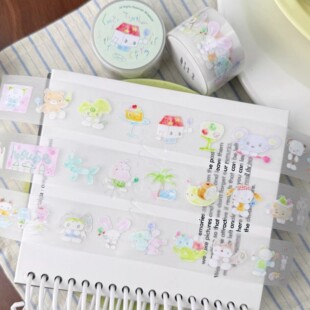 N1ng酱萌力胶囊vlo.8可爱手帐盐系切膜胶带贴纸卷分装素材清新m5