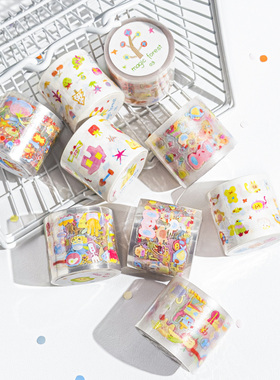 AGUGU分装奇思妙想模切胶带pet贴纸卷可爱元素涂鸦基础盐系胶带