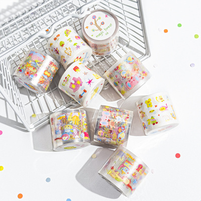 AGUGU分装奇思妙想模切胶带pet贴纸卷可爱元素涂鸦基础盐系胶带