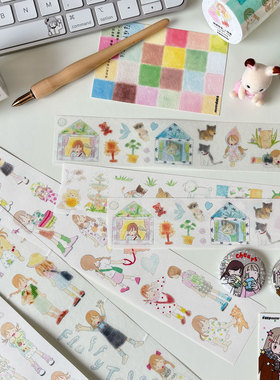 vol.4 李星星耶《绒绒物语》贴纸卷插画人物可爱拼贴胶带手帐贴纸