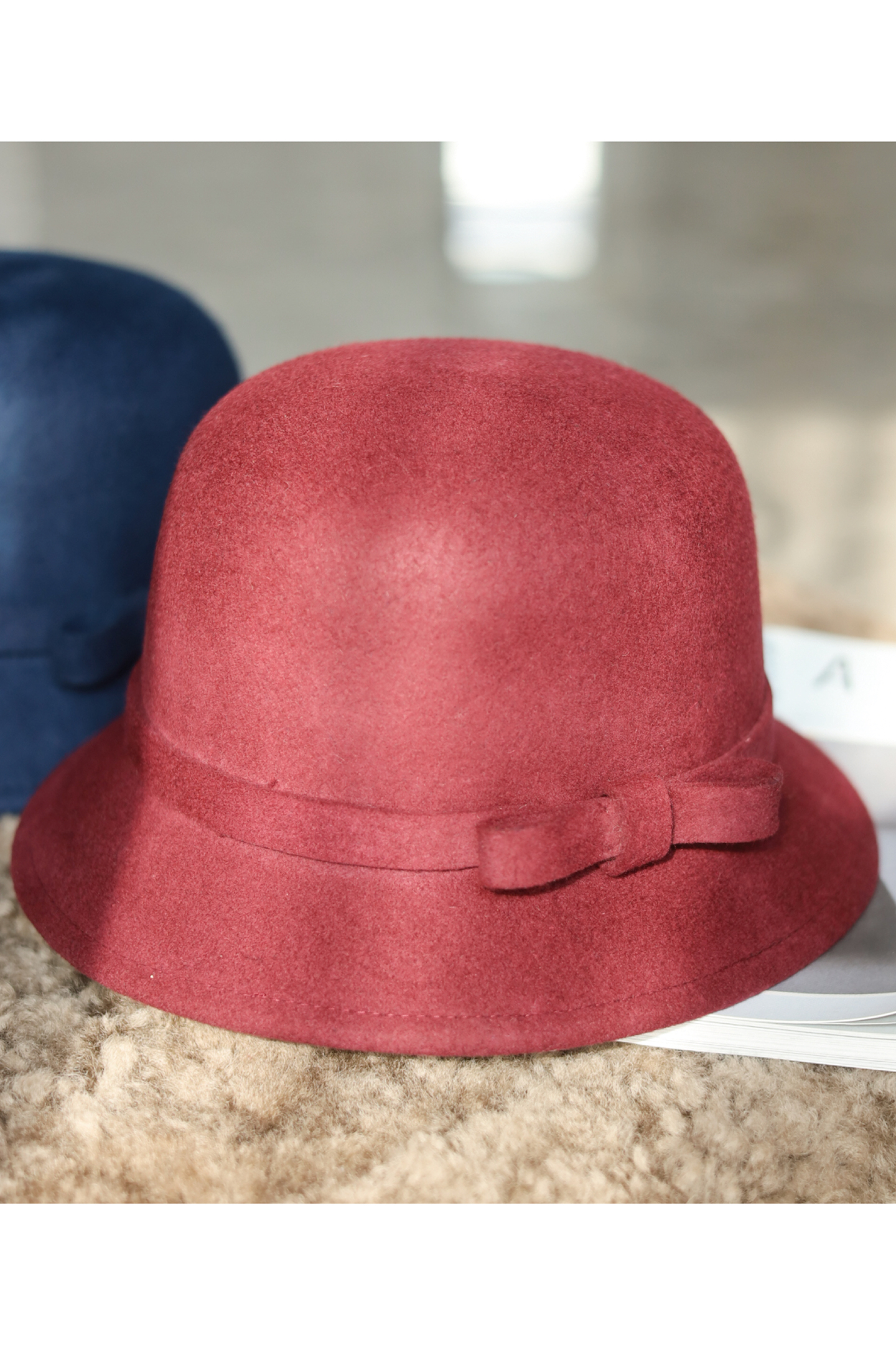 日单帽子女2025冬季毛呢礼帽圆顶礼帽文艺复古女帽