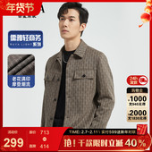 新款 潮流翻领外套男2026春装 港风满印 古鲨卡其夹克男高级时尚
