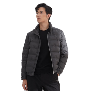 【轻商务】古鲨灰色立领羽绒服男休闲舒适简约保暖夹克外套冬装新