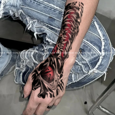 sasi孙敏捷同款破坏兽手臂纹身贴寄生兽暗黑花臂防水一次性不防搓