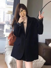 oversize黑色西装外套女2024春秋季新款韩版休闲小个子宽松小西服