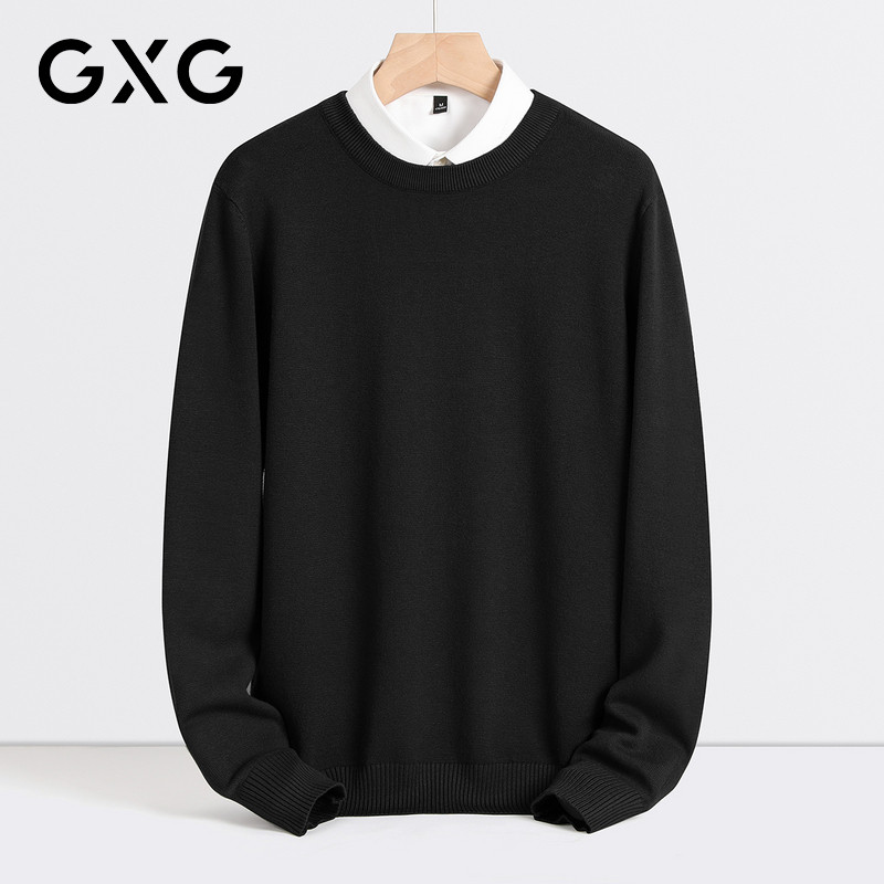 【新品】GXG男装 【舒适】冬季青年休闲百搭纯色圆领毛衣