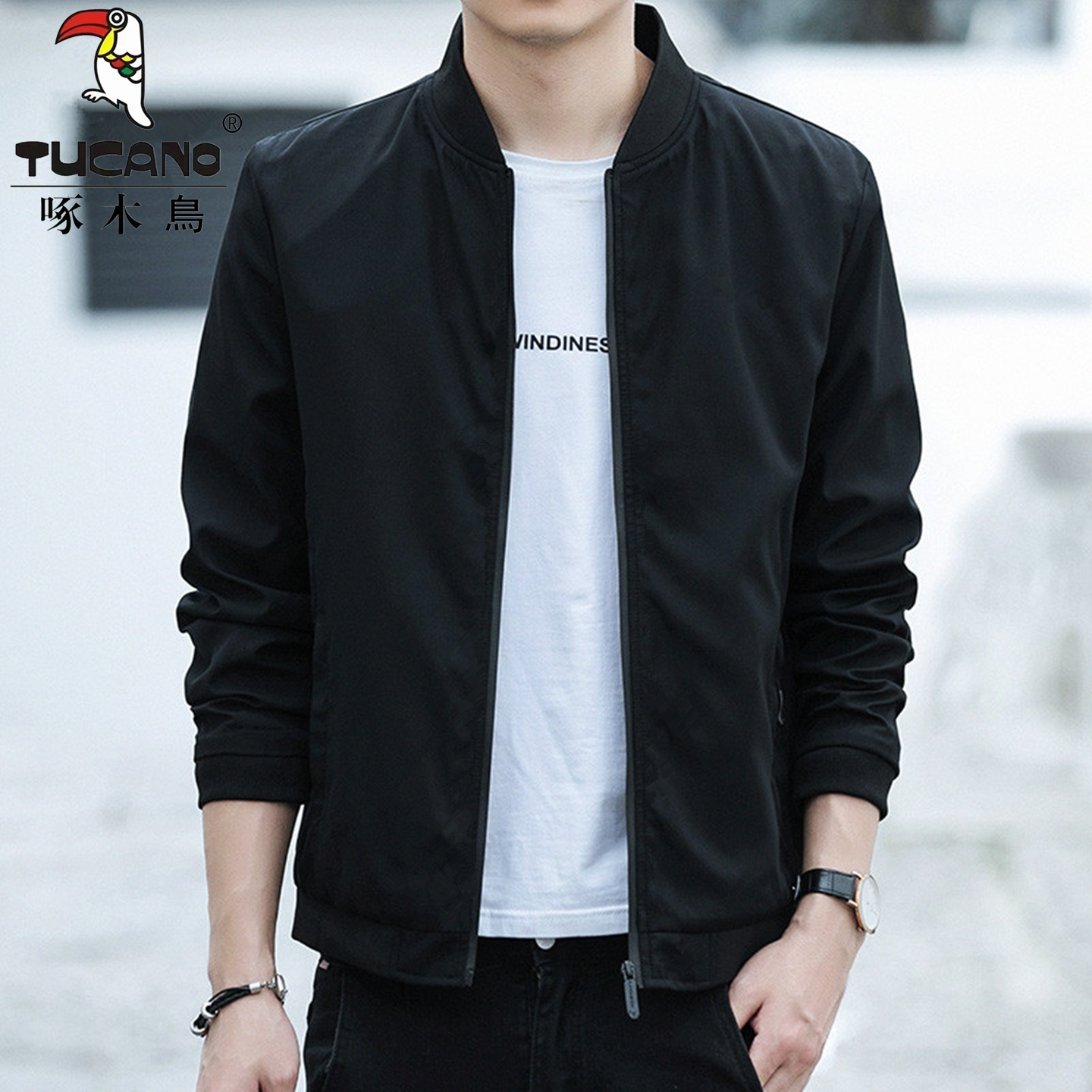 啄木鸟夹克外套男士春秋休闲立领