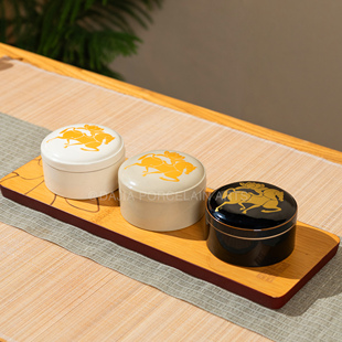 磁州窑高档陶瓷干果盒收纳盒茶叶盒圆形带盖多色可选精致收纳