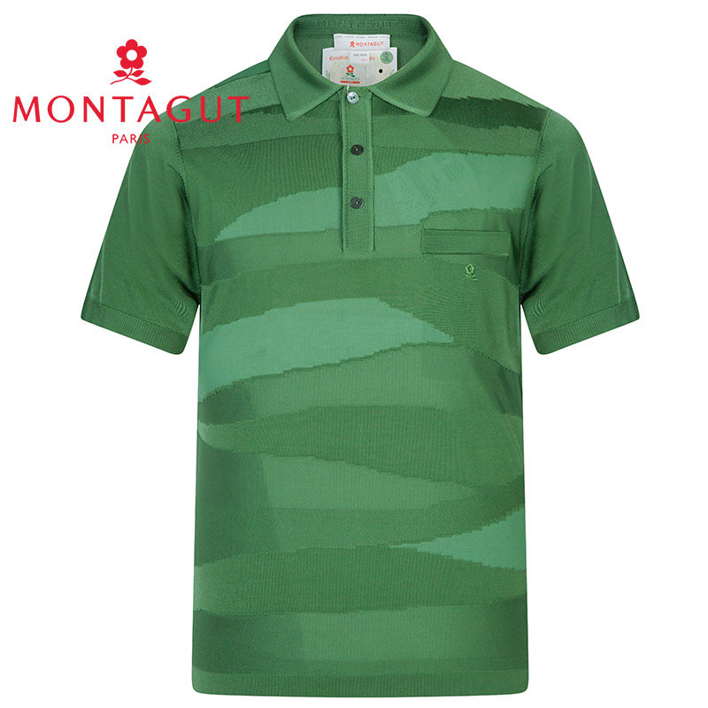 梦特娇[进口亮丝/专柜同款]夏季短袖提花T恤冰丝翻领polo衫323143