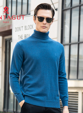 梦特娇[100%山羊绒/可翻高领]男士毛衣冬百搭针织打底衫RMC215601