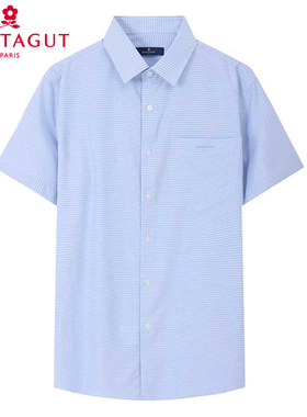 [含桑蚕丝/专柜同款]梦特娇短袖格子衬衫男夏季薄衬衣2522890SH21