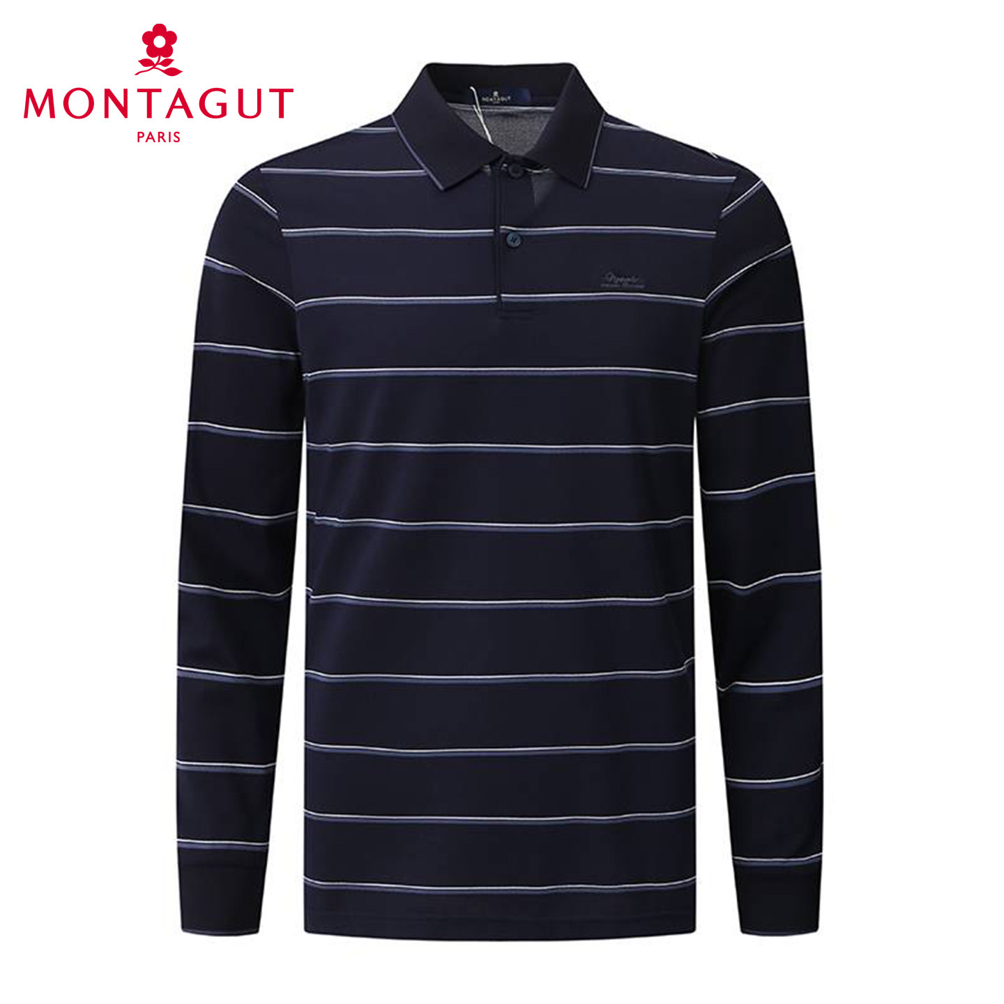 蚕丝棉/专柜款]梦特娇长袖POLO衫男春秋横条纹打底T恤2320090KT42