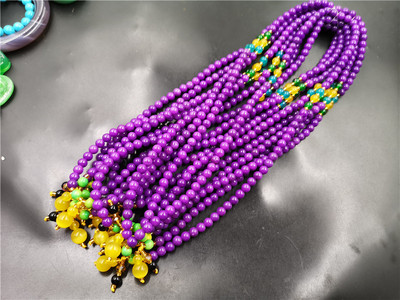 6毫米紫云母圆珠手链 手串 女款可缠绕紫色玉手串