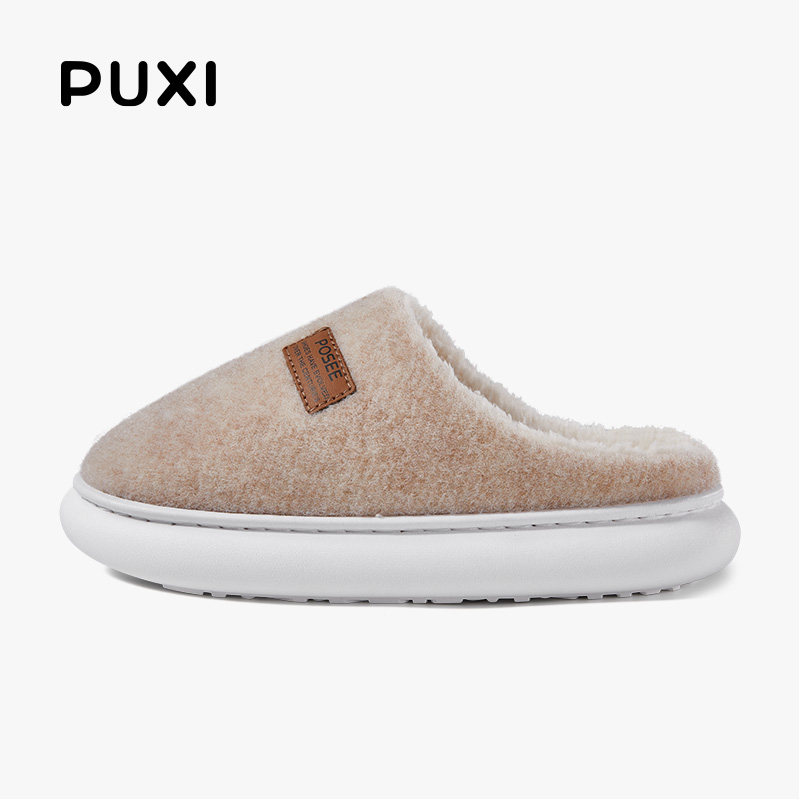 朴西曲奇简约情侣棉拖鞋女软底高级感冬季防滑保暖居家室内棉拖女