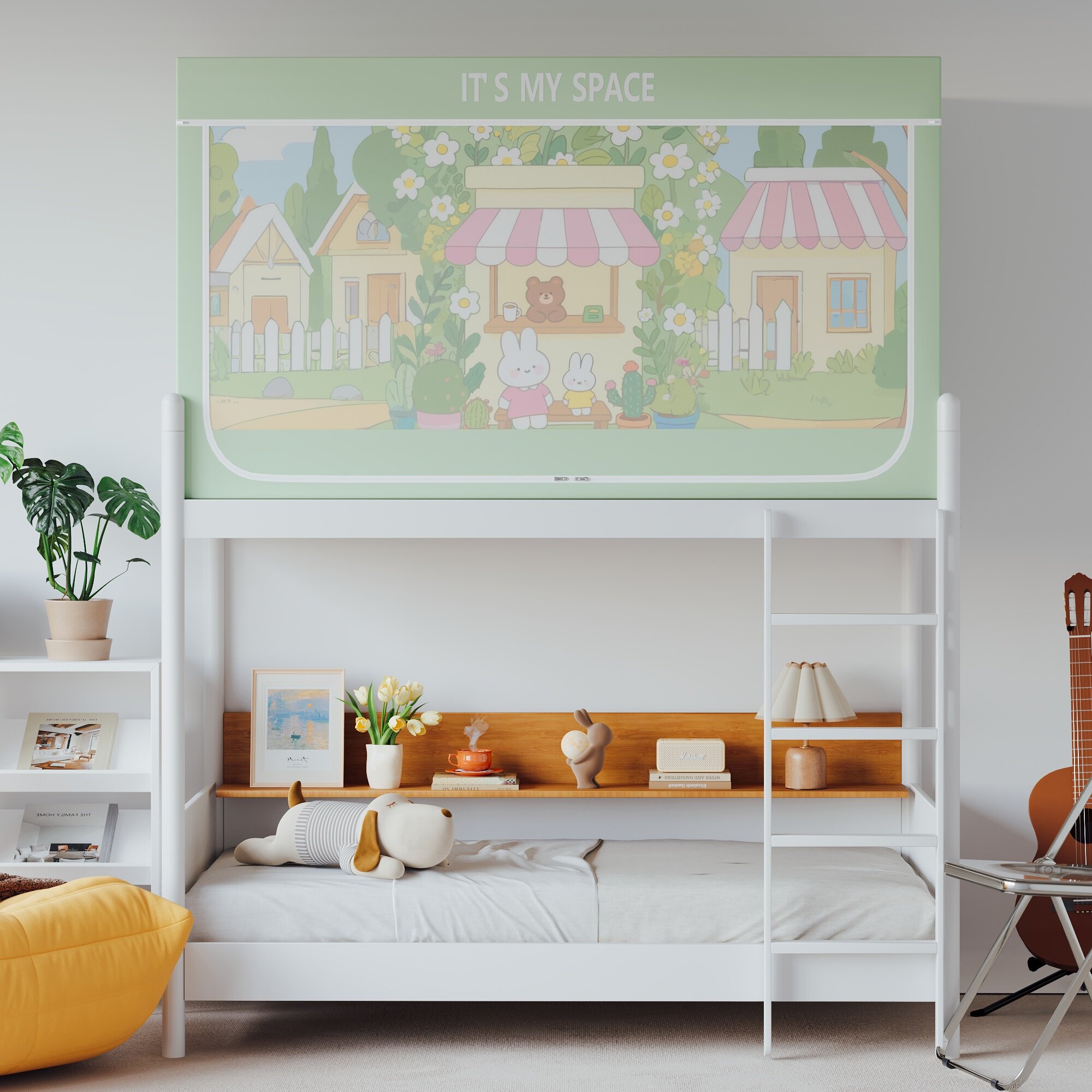 大学生宿舍遮光床帘上下铺单人专用床围挡布窗寝室床幔一体式蚊帐