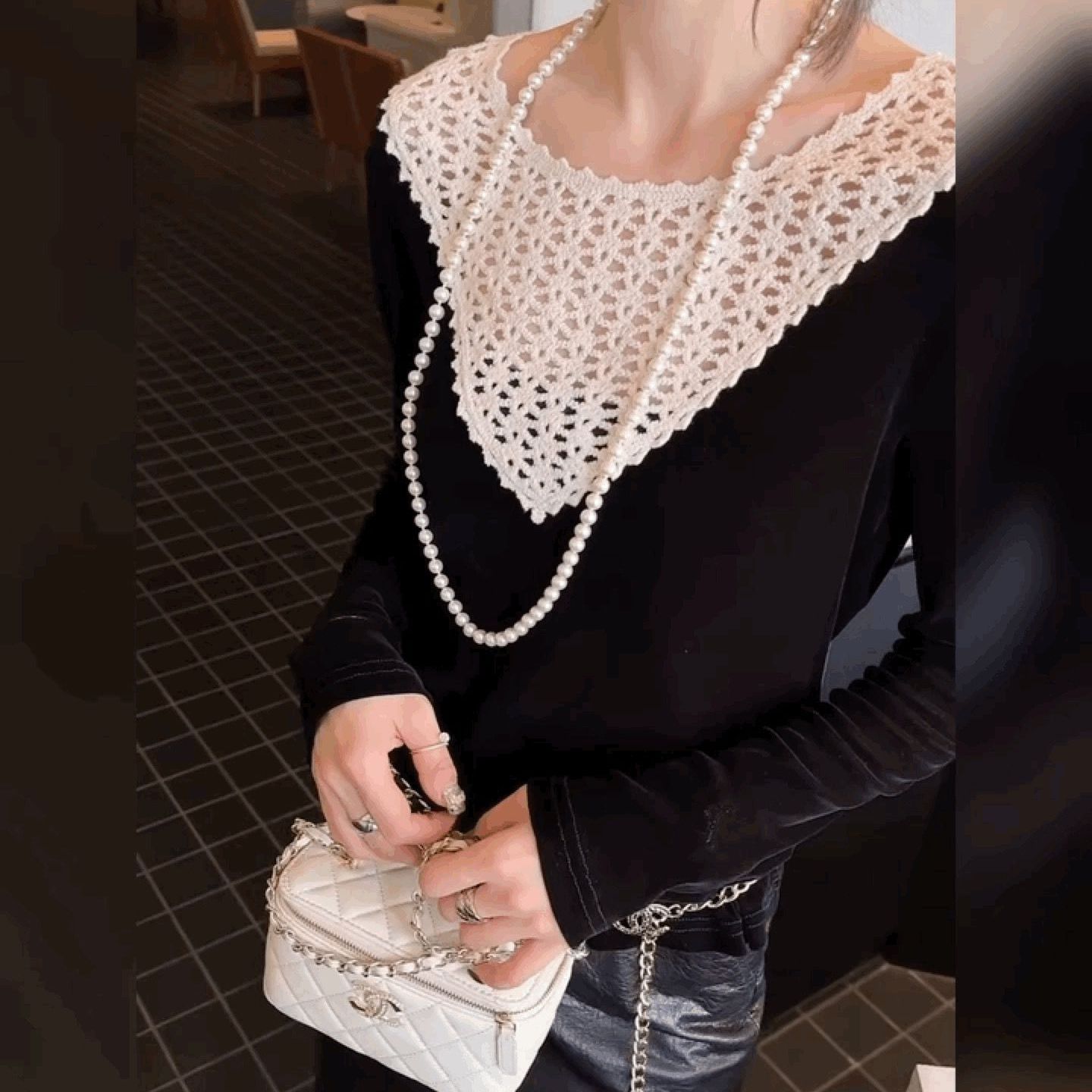 修身内搭黑色法式上衣