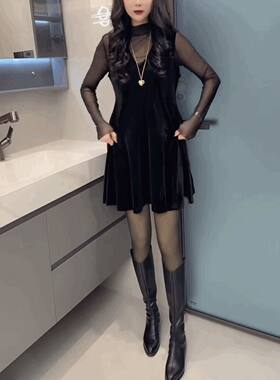 法式高级感时尚网纱连衣裙套装女