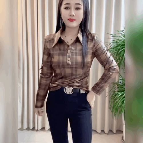 时尚弹力半开领打底衫