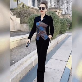 立领收腰衬衫 修身 印花打底衫 复古中国风盘扣丝绒拼醋酸上衣新中式