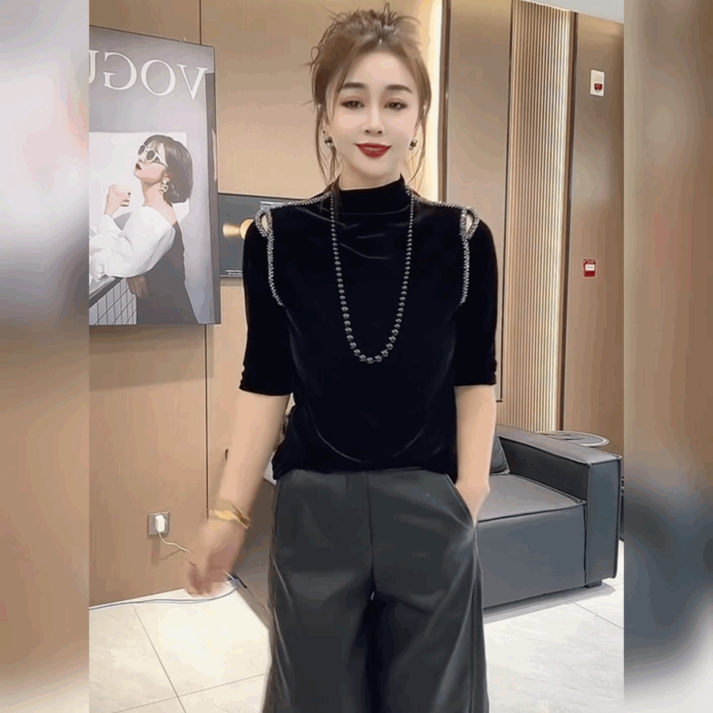 洋气上衣女轻熟风半高领打底衫