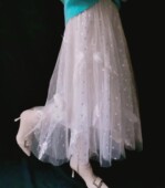 2026春夏网纱裙女松紧高腰不规则仙女亮片星星纱裙百搭显瘦蛋糕裙