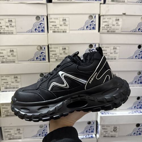 高品质撤柜断码厚底真皮全皮老爹鞋男冬季加绒保暖增高超轻休闲鞋