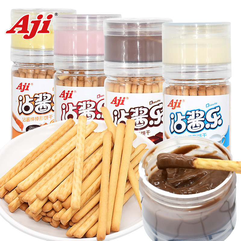 aji沾酱乐巧克杯孩子巧克力浆夹心蘸酱手指饼干休闲小零食多口味
