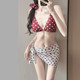 泳衣女复古波点分体比基尼三件套性感遮肉显瘦度假海边沙滩温泉