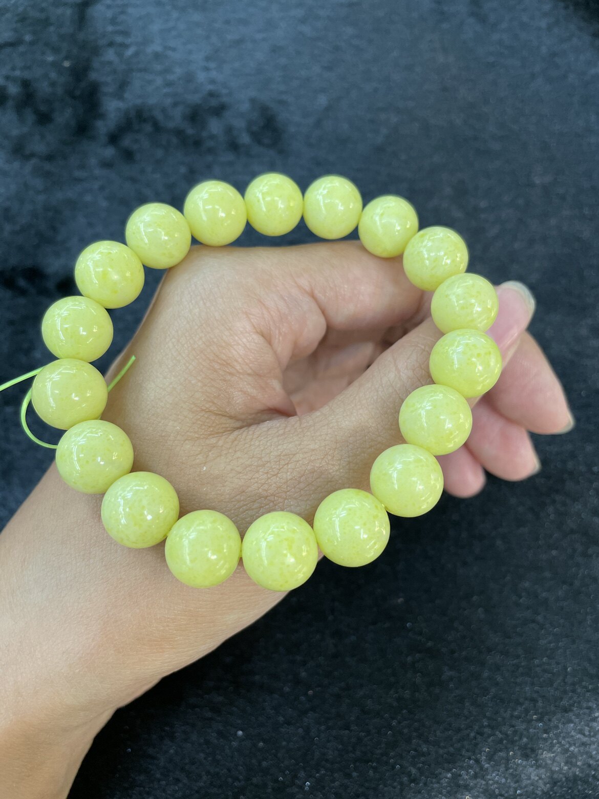 菜花玉手链男女款 水晶手串饰品礼物富硒矿天然