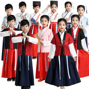 儿童古装汉服女童中小学生国学服男童中国风书童套装三字经演出服